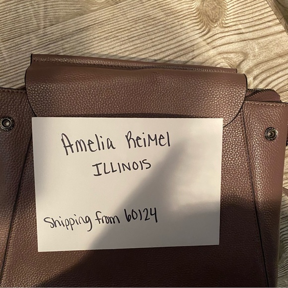 Used in Good Condition HESHE Leather Backpack Purse in Lilac/Mauve - Picture 10 of 10